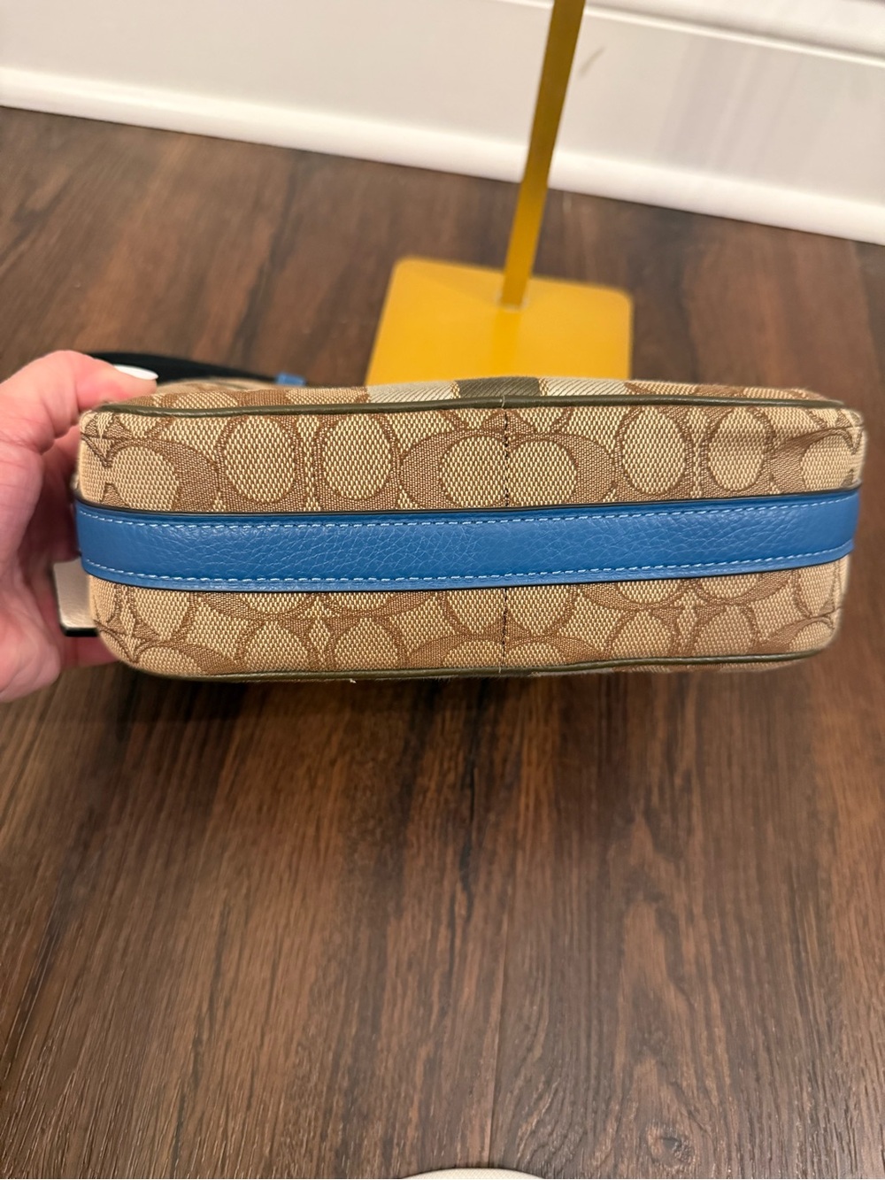 Coach Crossbody Bag in Brown, Black, Cream with Blue Strap Accents - Picture 9 of 9